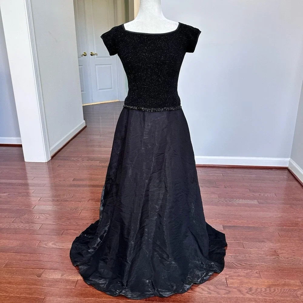 gunne sax dress Vintage 80's Pink Lace lace + polyester + mama Women's Petite Black Dresses Size:33W | 34-36L